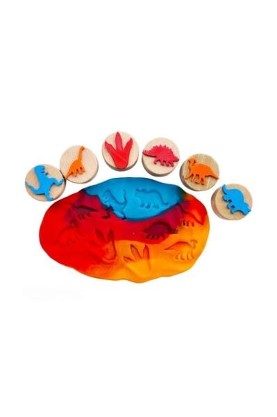 ChildGen Play Dough Childgen Ahşap Damga Set 6lı - Dinozorlar