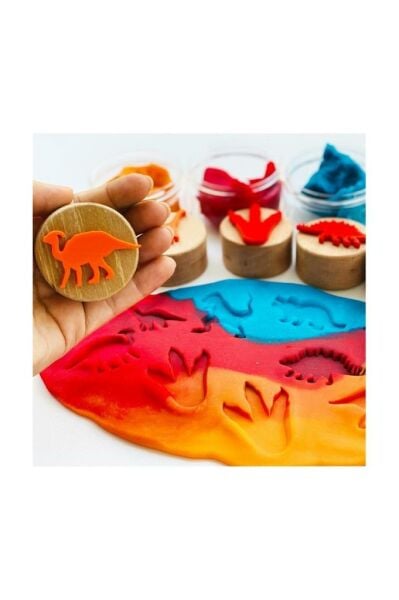 ChildGen Play Dough Childgen Ahşap Damga Set 6lı - Dinozorlar