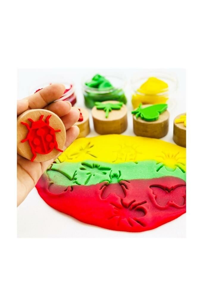 ChildGen Play Dough Childgen Ahşap Damga Set 6lı - Böcekler