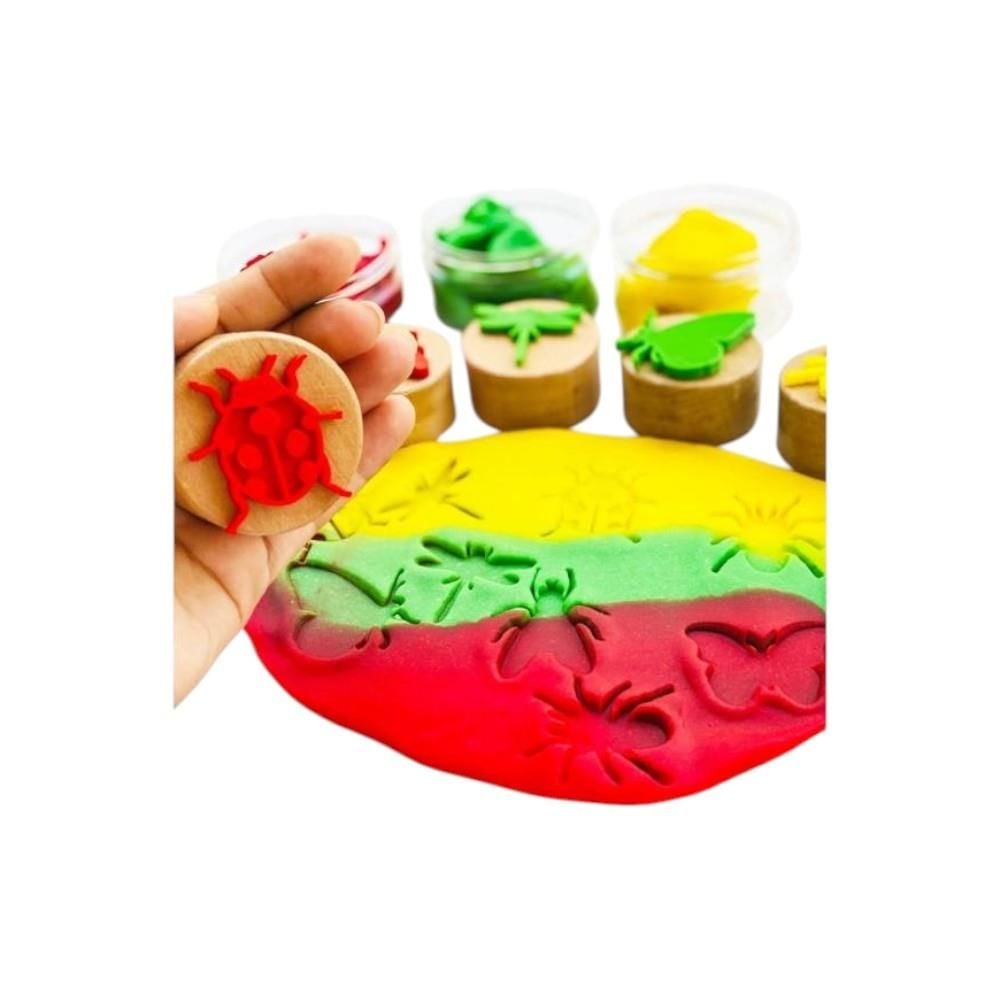 ChildGen Play Dough Childgen Ahşap Damga Set 6lı - Böcekler