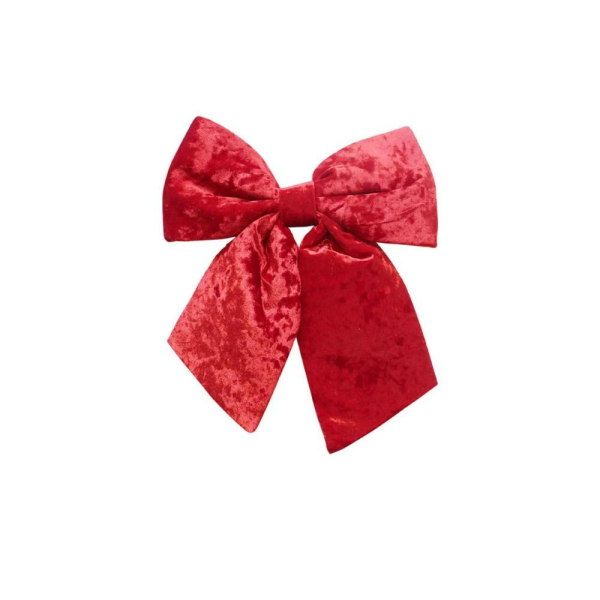 Yılbaşı Ağaç Süsü Kadife Fiyonk Sünger Dolgulu Kurdele Dekor Süsü Kırmızı 30 cm