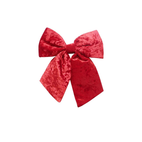 Yılbaşı Ağaç Süsü Kadife Fiyonk Sünger Dolgulu Kurdele Dekor Süsü Kırmızı 30 cm