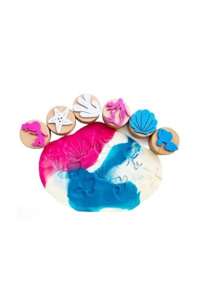 ChildGen Play Dough Childgen Ahşap Damga Set 6lı - Denizkızı