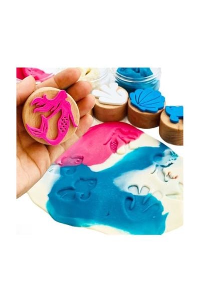 ChildGen Play Dough Childgen Ahşap Damga Set 6lı - Denizkızı