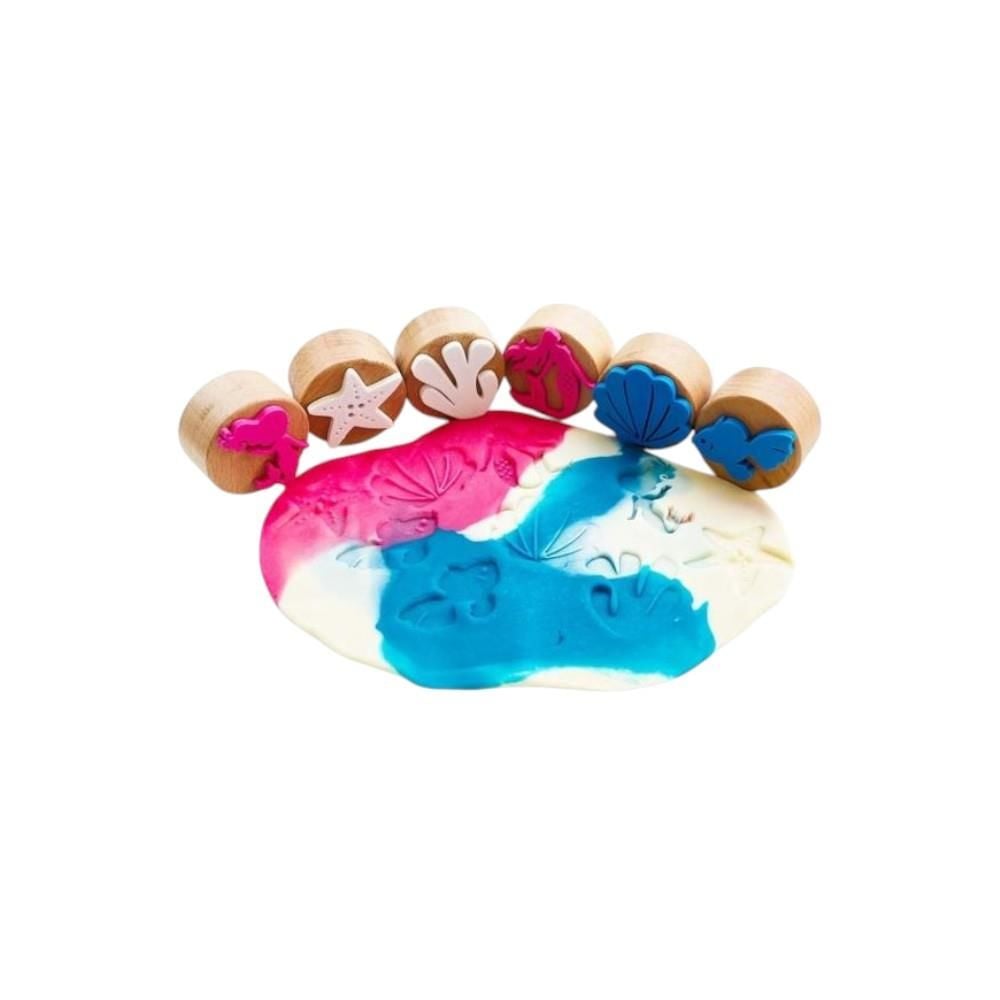 ChildGen Play Dough Childgen Ahşap Damga Set 6lı - Denizkızı