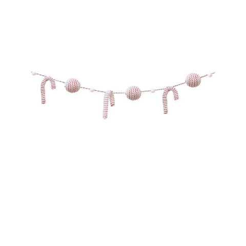 Yılbaşı Dekor Süsleri Baston Şeker Top Figürlü Garland Beyaz Kırmızı 180 cm