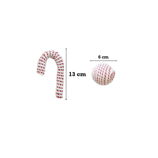 Yılbaşı Dekor Süsleri Baston Şeker Top Figürlü Garland Beyaz Kırmızı 180 cm