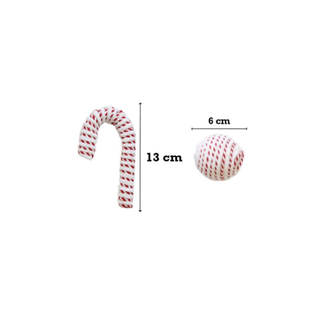 Yılbaşı Dekor Süsleri Baston Şeker Top Figürlü Garland Beyaz Kırmızı 180 cm