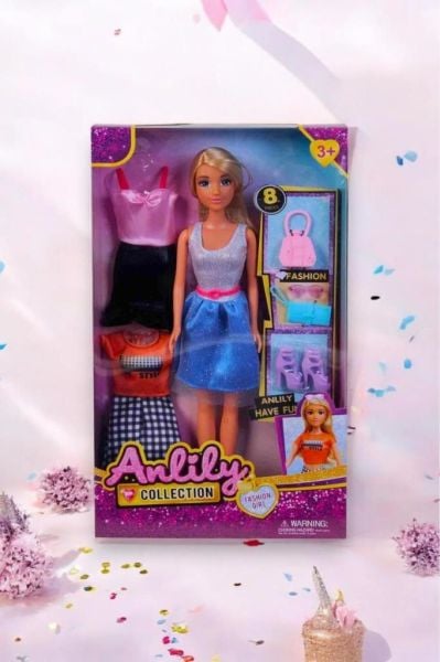 Anliliy Yedek Elbiseli Aksesuarlı Bebek