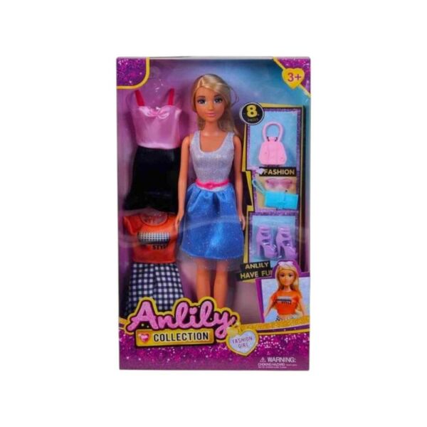 Anliliy Yedek Elbiseli Aksesuarlı Bebek