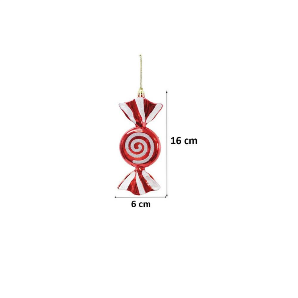 Yılbaşı Ağaç Süsü Kırmızı-Beyaz Şeker Figürlü 16 cm 2'li Set
