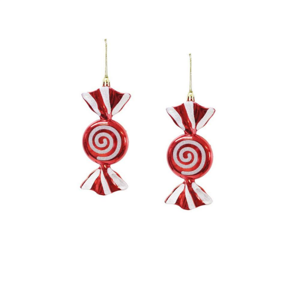 Yılbaşı Ağaç Süsü Kırmızı-Beyaz Şeker Figürlü 16 cm 2'li Set