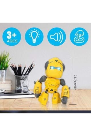 Çok Fonksiyonlu Eğlenceli Eğitici Metal Işıklı Sesli Goril Robot