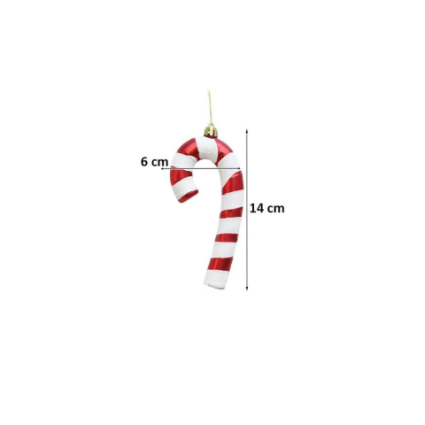 Yılbaşı Ağaç Süsü Baston Şeker Figürlü Kırmızı-Beyaz 14 cm 2'li