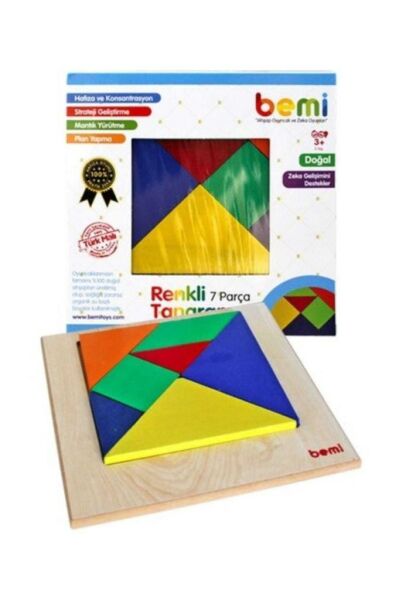 Tangram Renkli 7''Li  Ahşap
