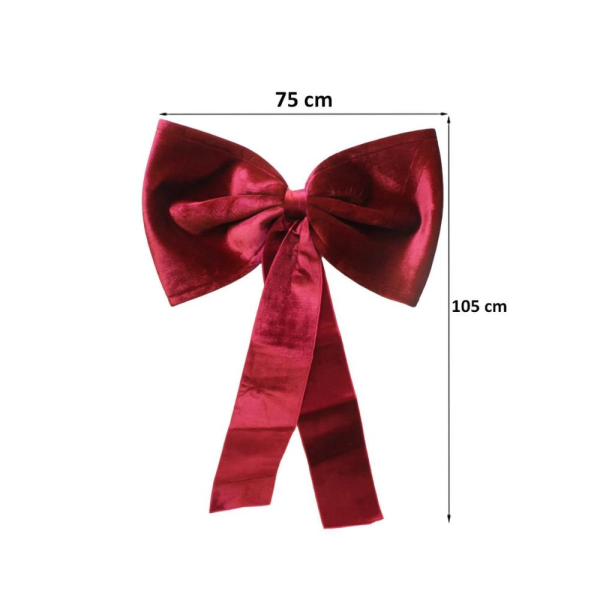 Yılbaşı Dekoratif Kadife Fiyonk Büyük Boy Kapı ve Duvar Süsü Bordo 75 cm