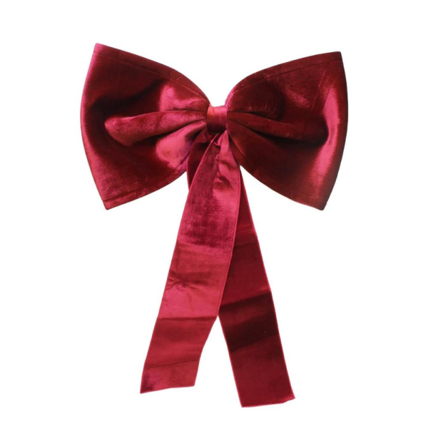 Yılbaşı Dekoratif Kadife Fiyonk Büyük Boy Kapı ve Duvar Süsü Bordo 75 cm