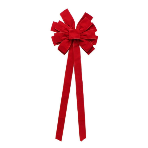 Yılbaşı Dekoratif Kadife Fiyonk Büyük Boy Kapı ve Duvar Süsü Kırmızı 32 cm