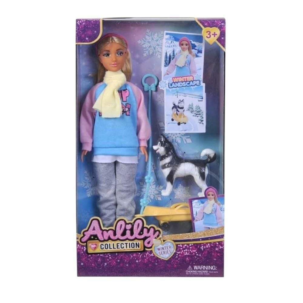 Anliliy Bebek Köpekli Kızak Seti