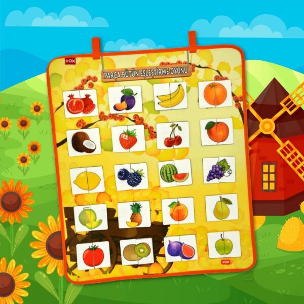 Parça – Bütün Meyveler Eşleştirme Oyunu Keçe Cırtlı Duvar Panosu