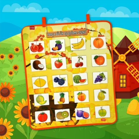 Parça – Bütün Meyveler Eşleştirme Oyunu Keçe Cırtlı Duvar Panosu