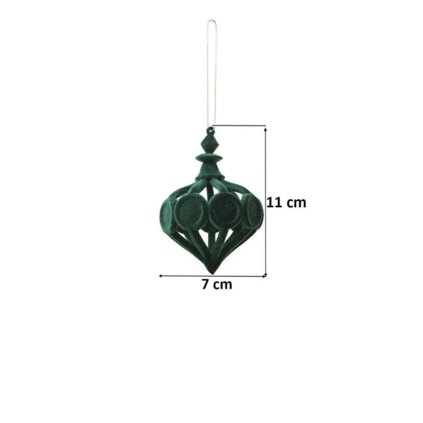 Yılbaşı Ağaç Süsü Kadife Damla Form Dekoratif Asılabilir Süs Yeşil 11 cm