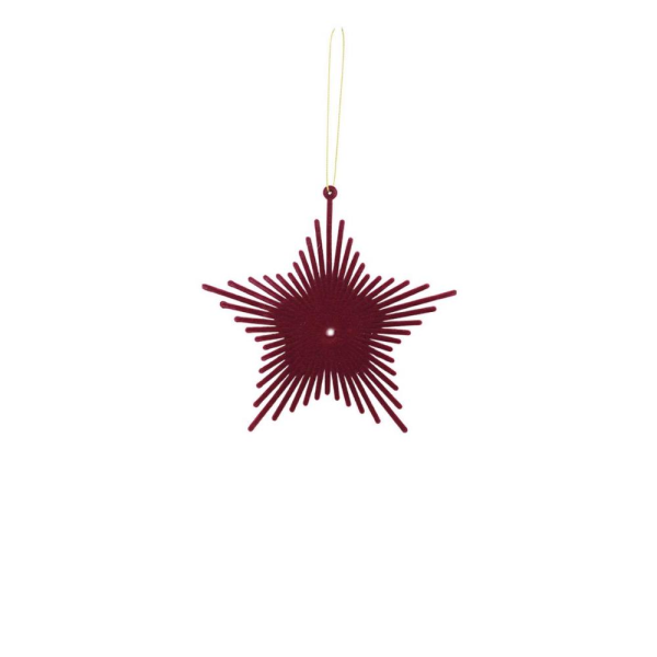 Yılbaşı Ağaç Süsü Kadife Yıldız Dekoratif Süs Bordo 13 cm