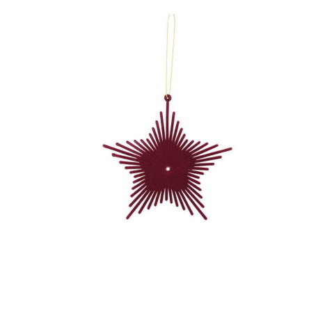 Yılbaşı Ağaç Süsü Kadife Yıldız Dekoratif Süs Bordo 13 cm