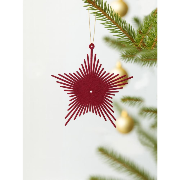 Yılbaşı Ağaç Süsü Kadife Yıldız Dekoratif Süs Bordo 13 cm