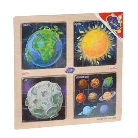 Ahşap Eğitici 4lü Puzzle Gezegenler / Denizaltı