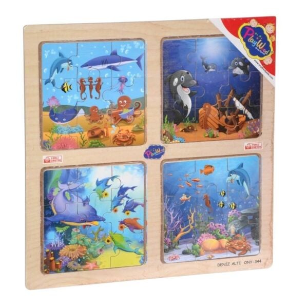 Ahşap Eğitici 4lü Puzzle Gezegenler / Denizaltı