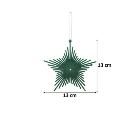 Yılbaşı Ağaç Süsü Kadife Yıldız Dekoratif Süs Yeşil 13 cm