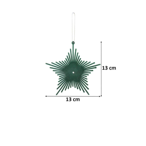 Yılbaşı Ağaç Süsü Kadife Yıldız Dekoratif Süs Yeşil 13 cm