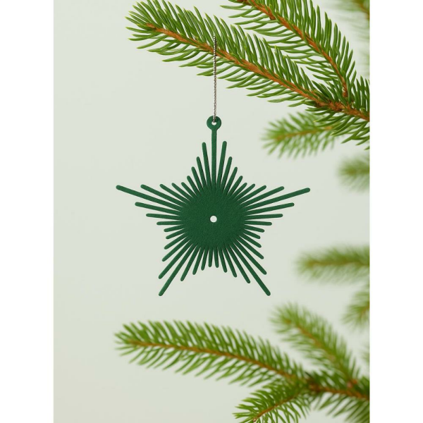 Yılbaşı Ağaç Süsü Kadife Yıldız Dekoratif Süs Yeşil 13 cm