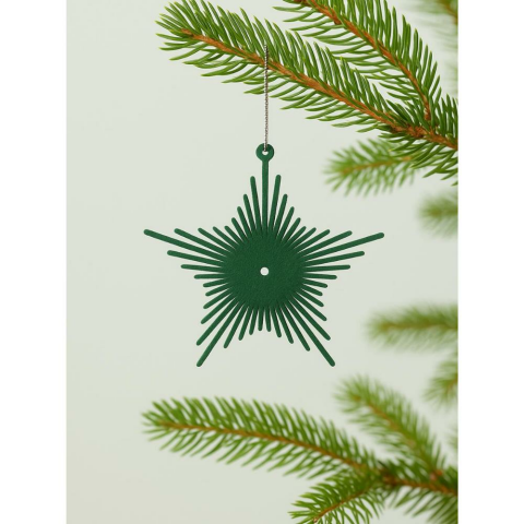 Yılbaşı Ağaç Süsü Kadife Yıldız Dekoratif Süs Yeşil 13 cm