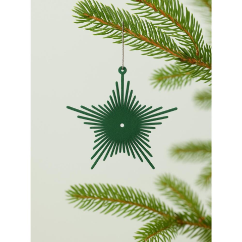 Yılbaşı Ağaç Süsü Kadife Yıldız Dekoratif Süs Yeşil 13 cm
