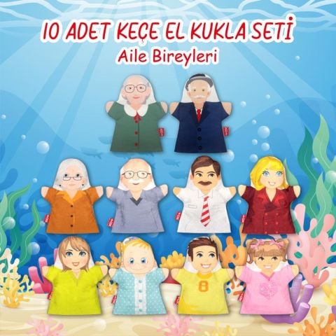 10 Parça Tox Aile Bireyleri El Kukla Set
