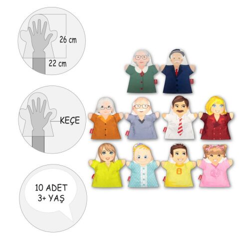 10 Parça Tox Aile Bireyleri El Kukla Set