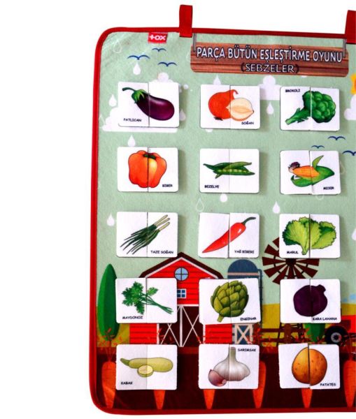 Bütün Sebzeler Eşleştirme Oyunu Keçe Cırtlı Duvar Panosu