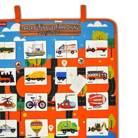 Bütün Taşıtları Eşleştirme Oyunu Keçe Cırtlı Duvar Panosu