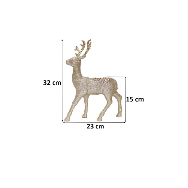 Yılbaşı Dekor Süsü Simli Payet Detaylı Dekoratif Geyik Şampanya 23x32 cm