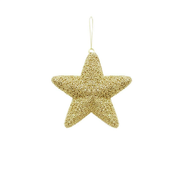 Yılbaşı Ağaç Süsü Kabartma Detaylı Simli Yıldız Dekoratif Süs Altın 15 cm