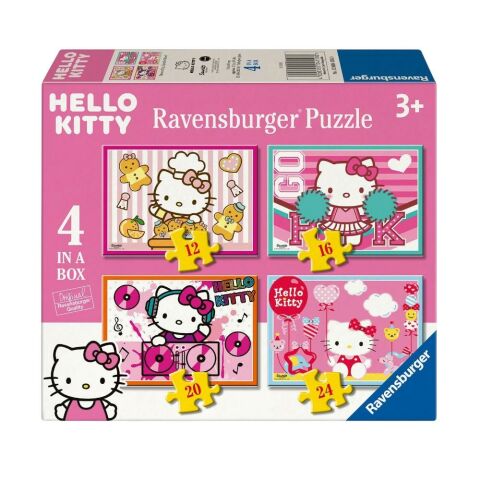 4 Puzzle Tek Kutuda Hello Kitty 12/16/20/24