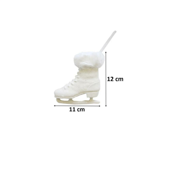 Yılbaşı Ağaç Süsleri Simli Kürk Detaylı Paten Beyaz