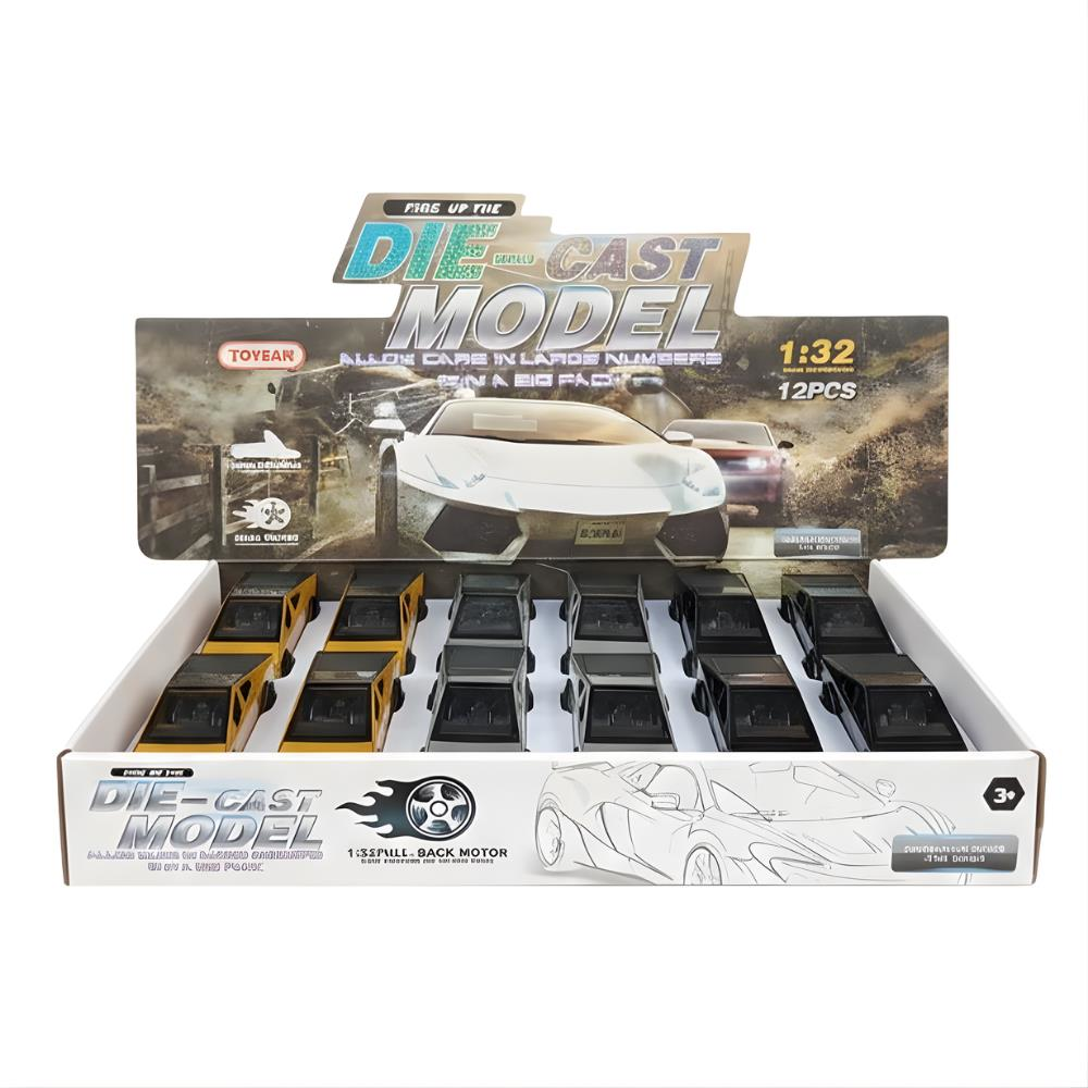 1.32 Ölçek Display Kutuda Çek Bırak Metal Araba