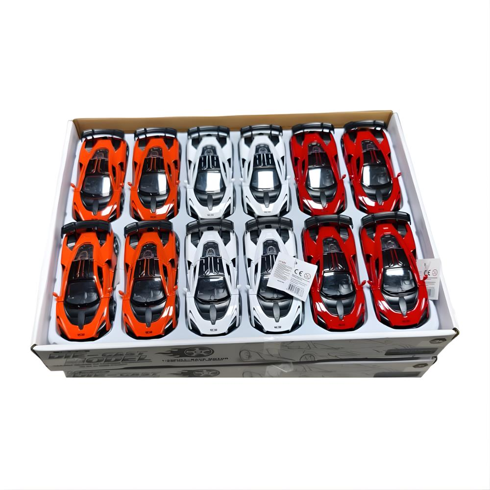 1:32 Ölçek 12'li Display Kutuda Çek Bırak Metal Araba