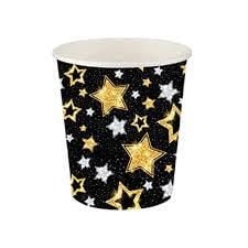 Karton Bardak Yıldızlar Siyah 8li