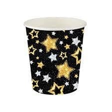 Karton Bardak Yıldızlar Siyah 8li