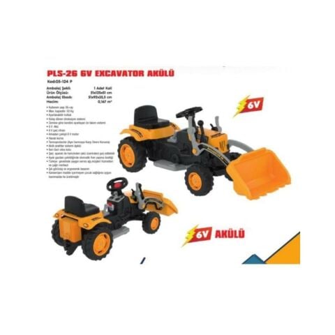 Excavator Traktör Kepçeli 6 V Akülü Araç