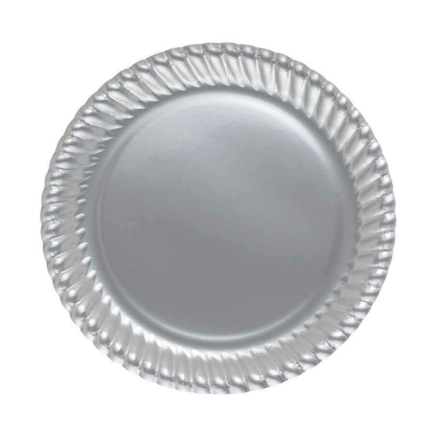 Karton Tabak Gri/Gümüş 23cm 8li